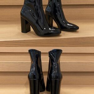 ALDO Glossy Black Patent Finish - Block Heel Ankle Boots
